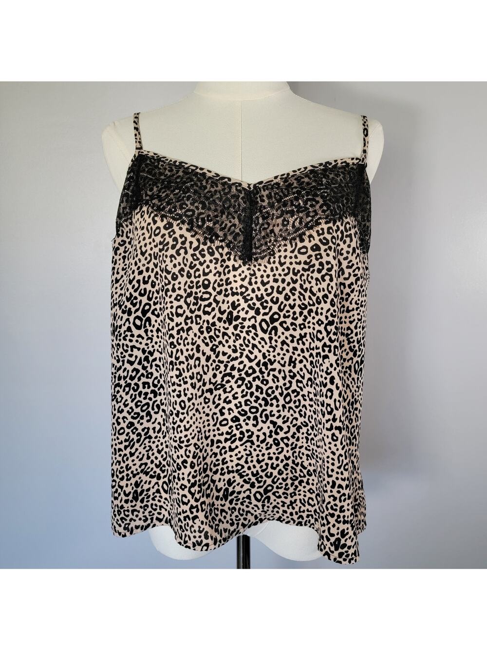 Y2K Leopard Lace Babydoll Tank Camisole Womens L Mob Wife Clubwear Layer Candies